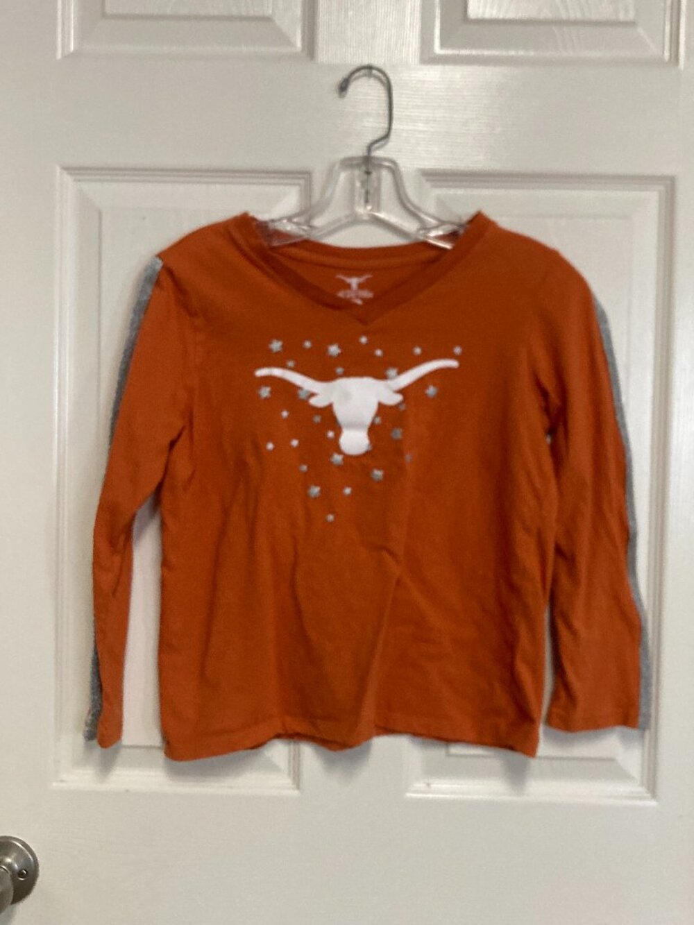 WE ARE TEXAS Authentic Apparel 100%Cotton longsleeve tee bevo in stars orange an